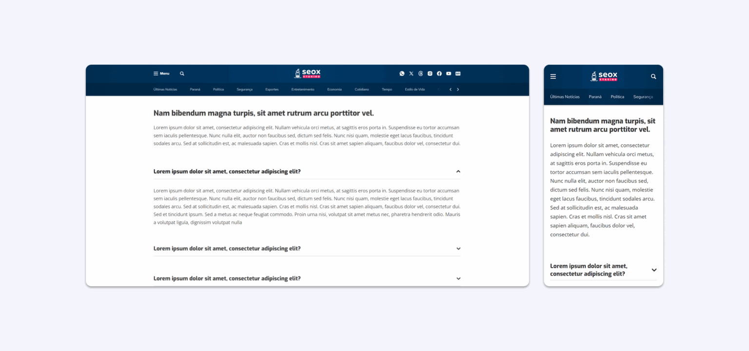 Seção FAQ Seção FAQ