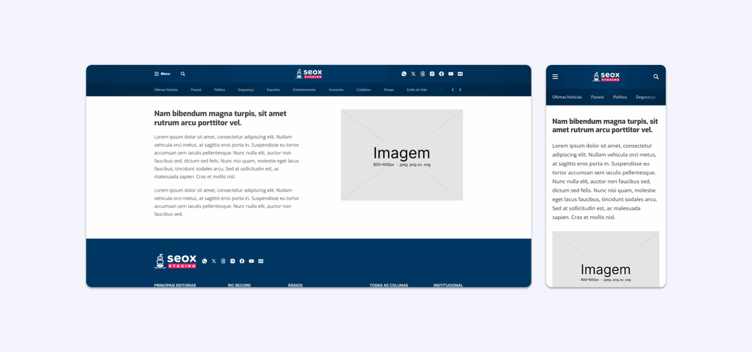 Seção Texto + Imagem Seção Texto + Imagem