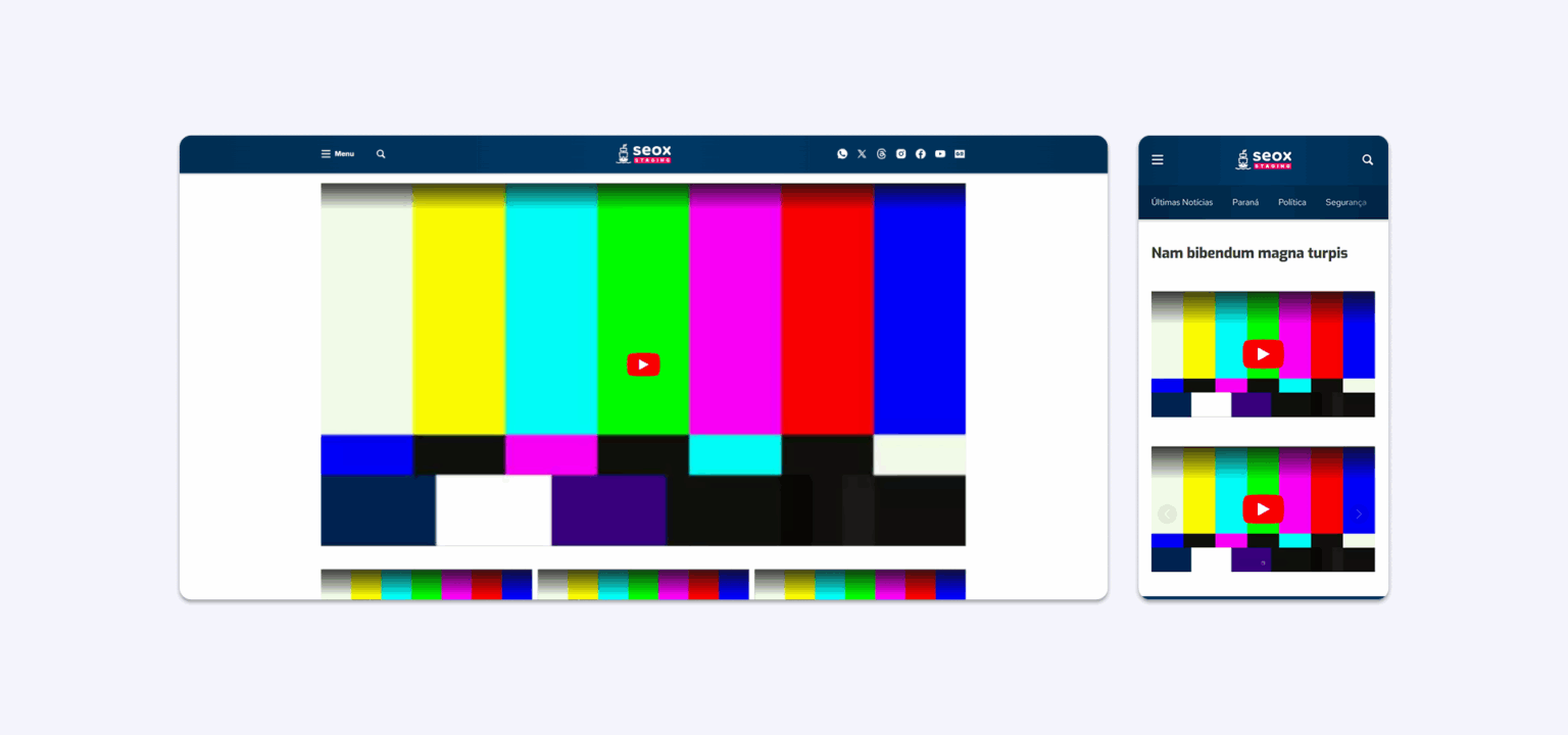Seção Vídeo + Carrossel Seção Vídeo + Carrossel