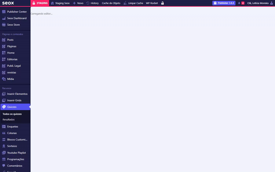 Fluxo de navegação entre as 3 etapas do wizard