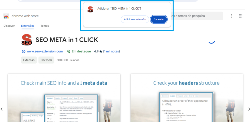 adicionar SEO meta in 1 click