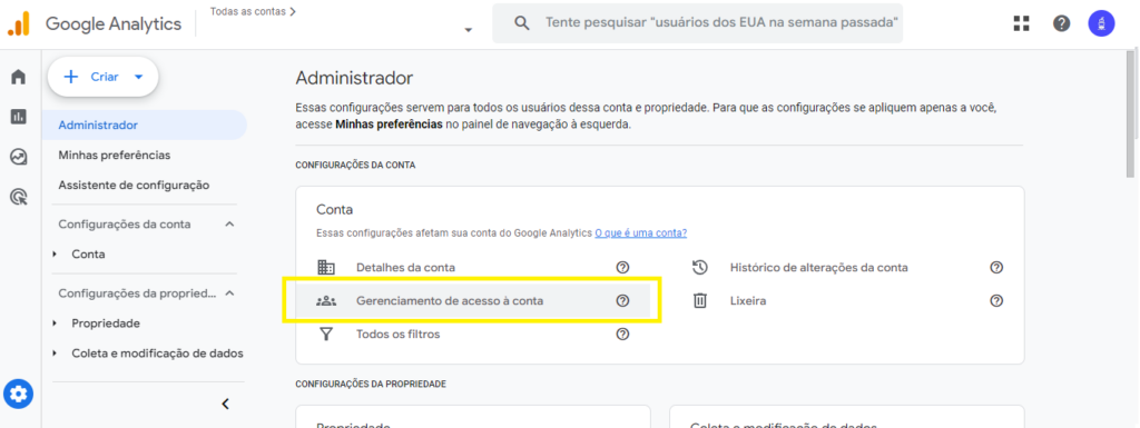 como compartilhar acesso ao ga4 gerenciamento de acesso à conta