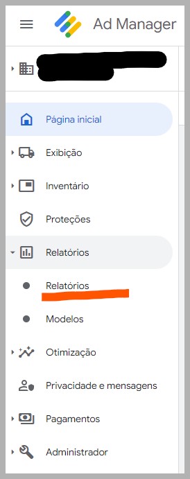 Emissão de relatório no google ad manager