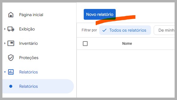 Emitindo um novo relatório no google ad manager